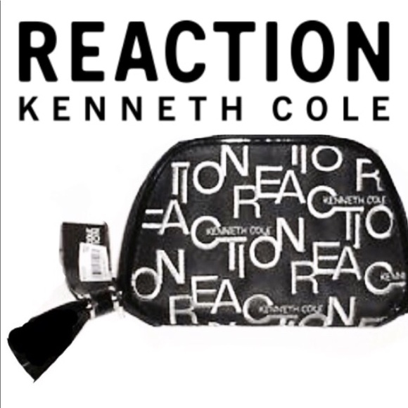 NWT $48 KENNETH COLE REACTION Embroidered Logo Mini Wallet Tassel Zip BLACK - Picture 6 of 6